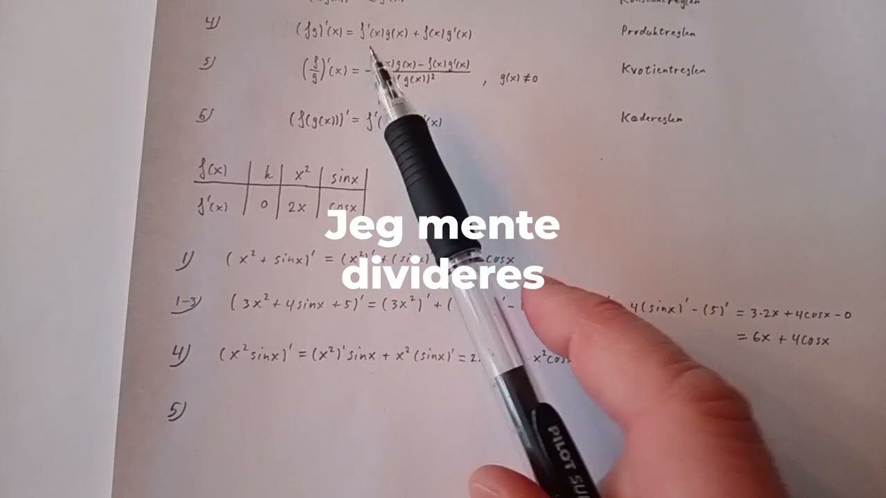 Anvendelse af regnereglerne for differentiation