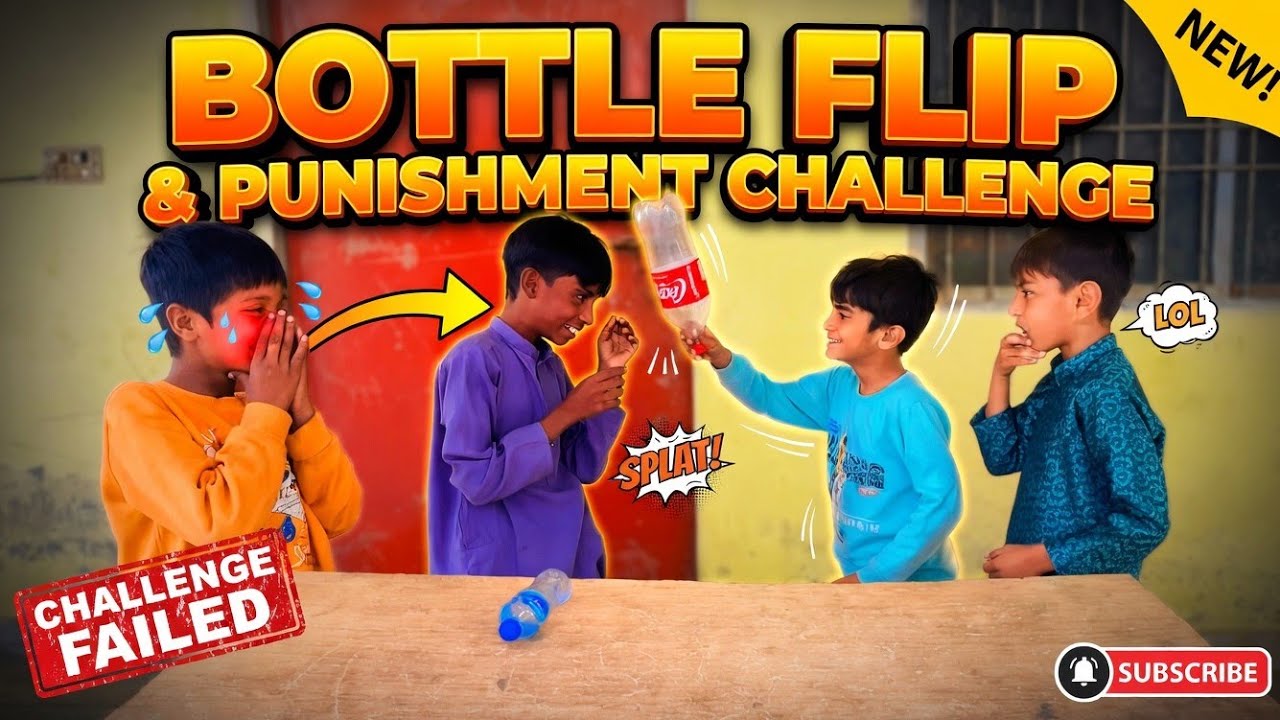 Bottle Flip & Punishment Challenge 😂 | Epic Fail & Funny Moments | comedy video | kids battle fight