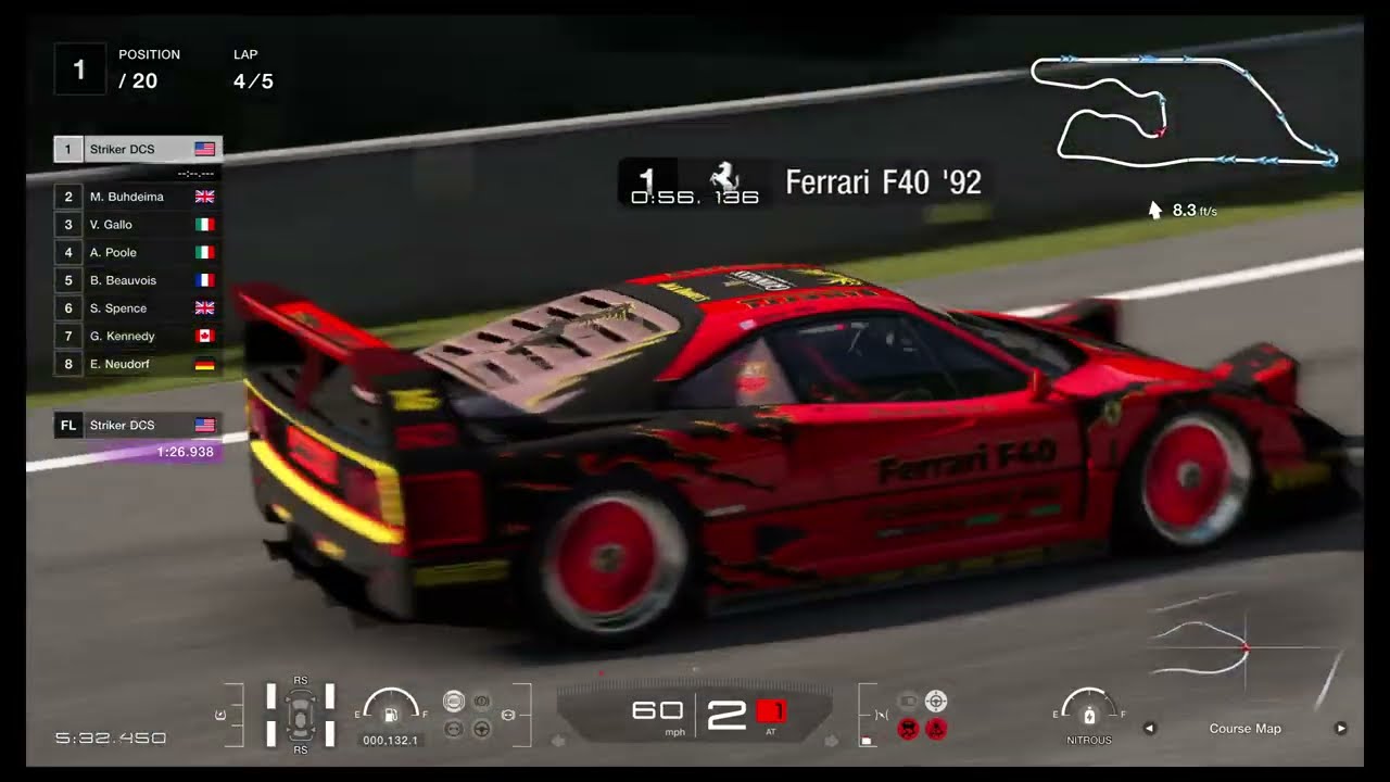 GT7 - HOT - Ferrari F40 '92 with F140B-Enzo Engine - European Clubman Cup 600- Deep Forest Raceway