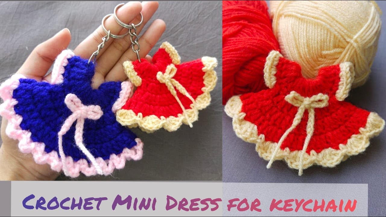 How to Crochet a Mini Dress / Crochet Mini Dress Key chain #minidress