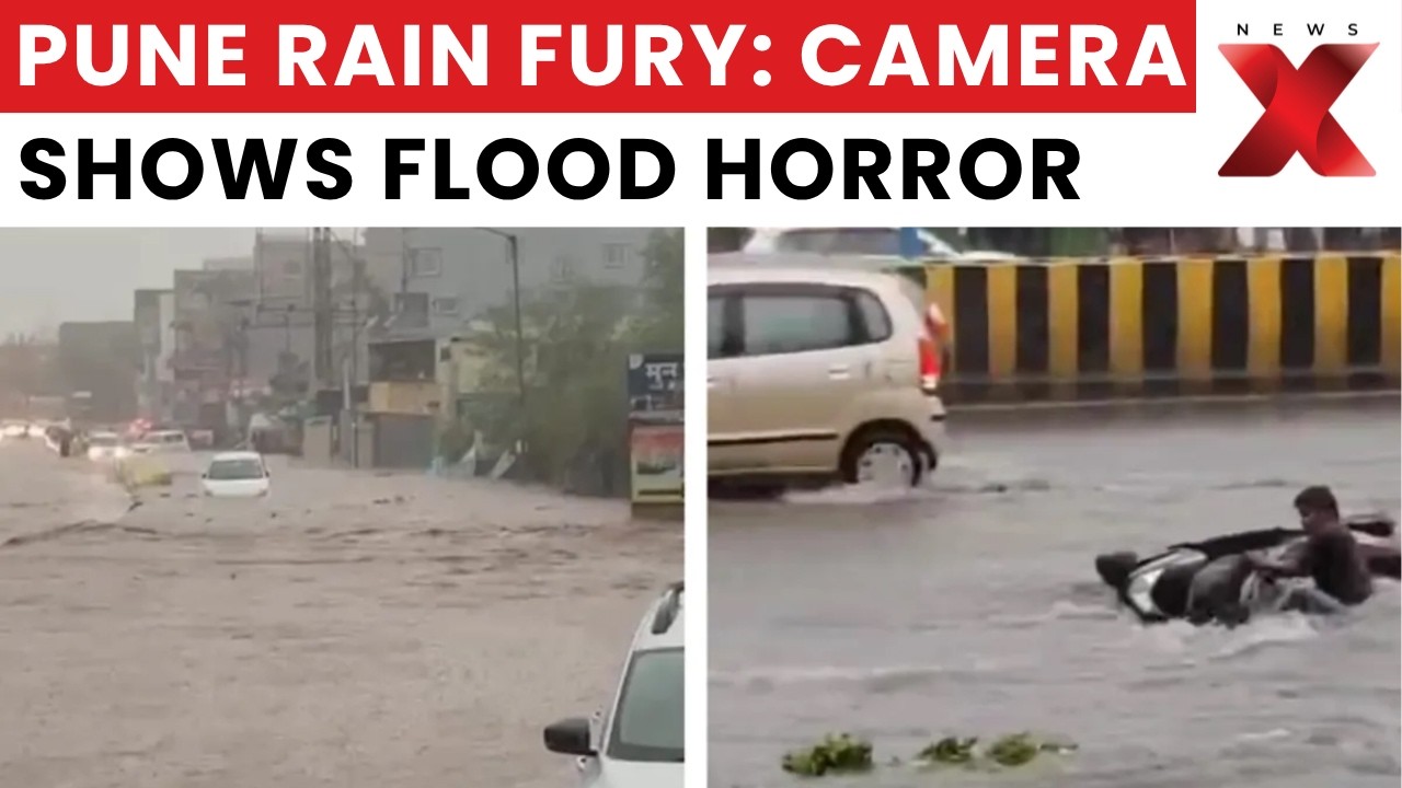 Rain Havoc in Pune: Camera Shows Flood Horror, One Dead After Landslide in Maval, 23 Rescued | NewsX