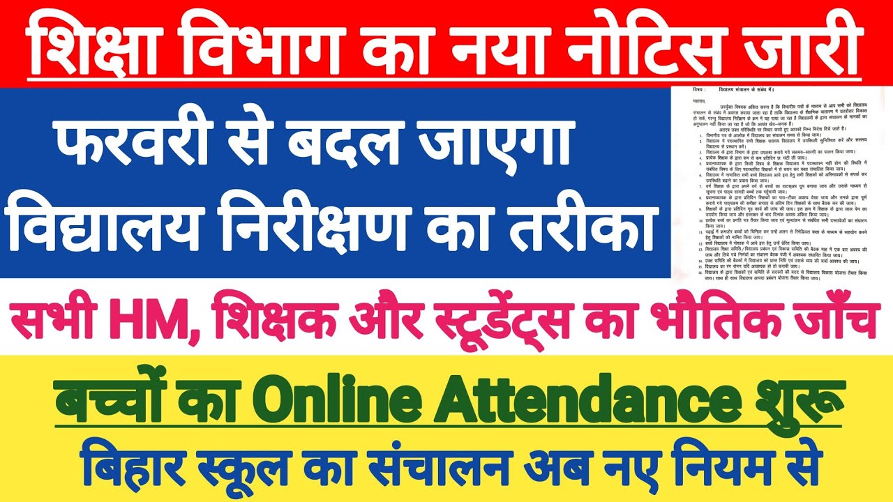 2 फरवरी से बदल जाएगा विद्यालय संचालन एवं जांच का तरीका ?। स्कूल जांच हेतु Document List जारी 