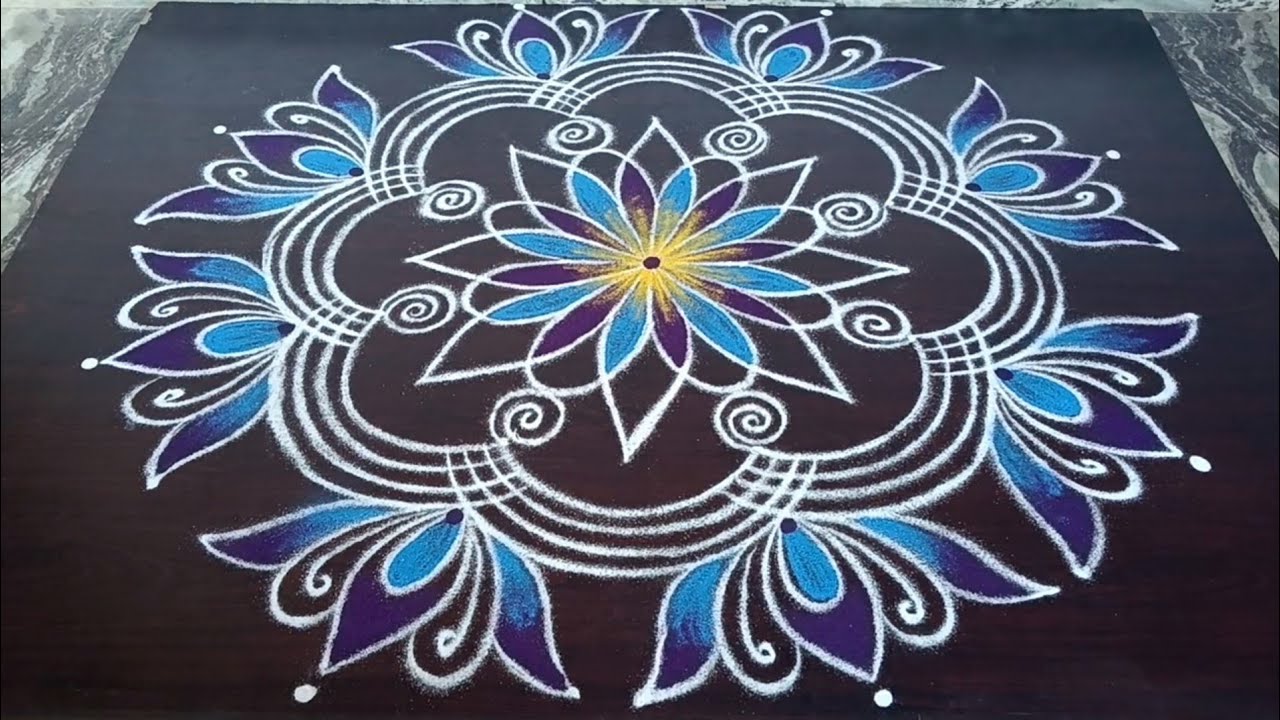 Margazhi 2025 kolam-9🌺Margazhi madham colour kolangal🌺//Festival big lotus rangoli//Latha kolam