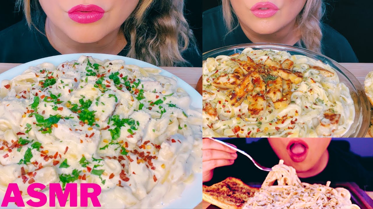 ASMR CREAMY ALFREDO PASTA MUKBANG (NO TALKING) EATING COMPILATION