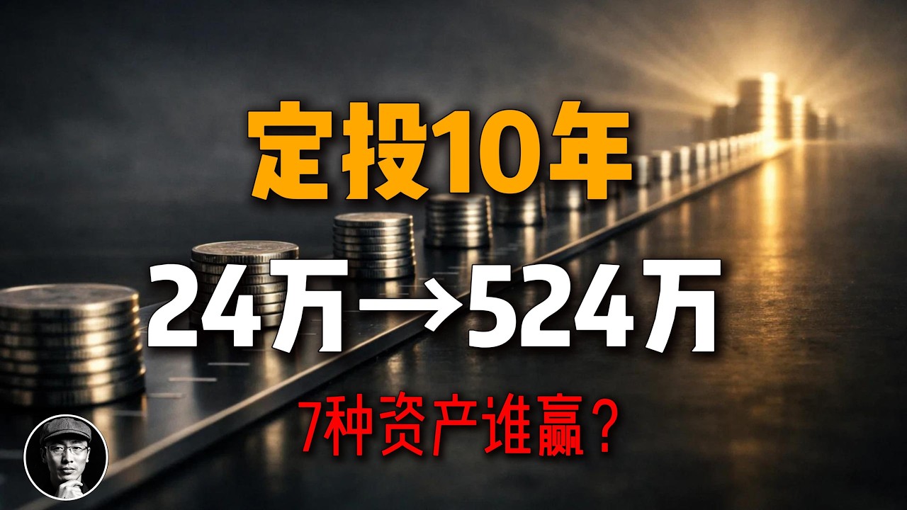 定投10年，24万→524万！7种资产终极对决，结果让人震惊｜比特币 黄金 纳斯达克 标普500 沪深300 美债 银行存款 | 加密星球