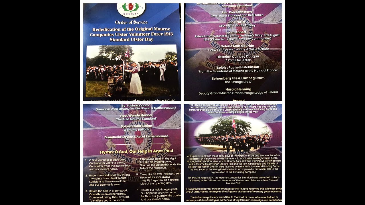 Schomberg Mourne Ulster Scots Return Home of Mourne Companies Standard Ulster Day 28th Sept 2023