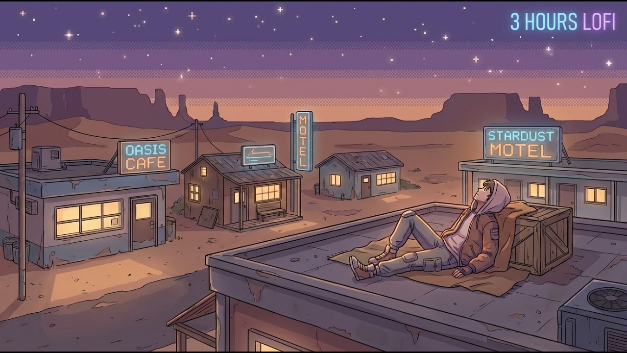 Neon Badlands ☾ 3 Hours of Calm Lo-Fi Beats for Studying, Relaxing & Sleeping