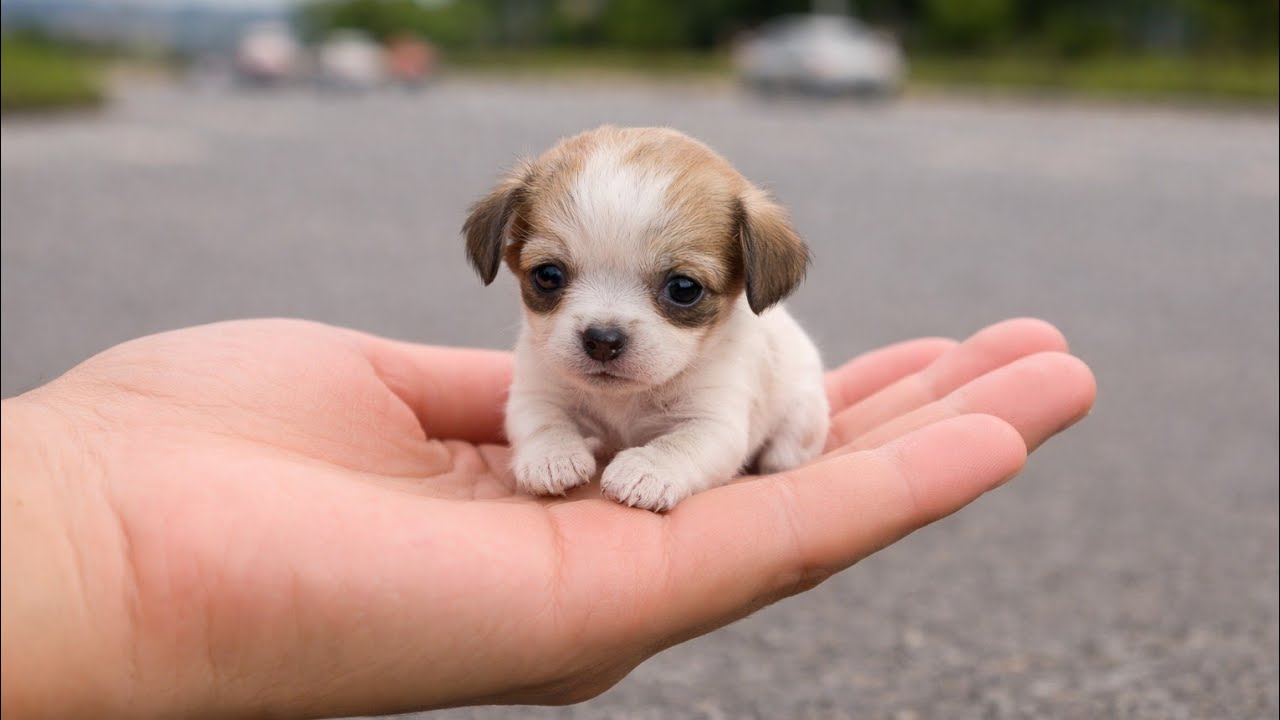 Rescuers rescue the world's smallest puppy abandoned on a highway.