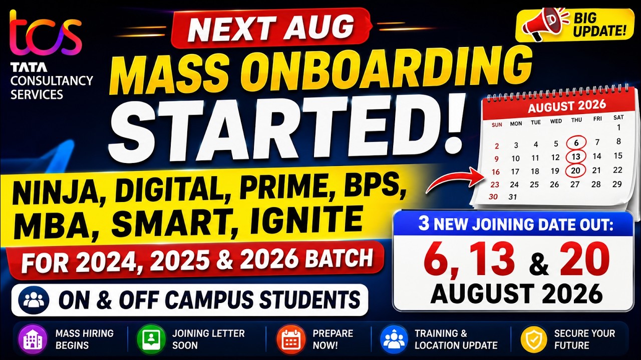 Finally, TCS August Mass Onboarding Started | TCS Remaining Candidates Confirmed Joining in Aug 2026