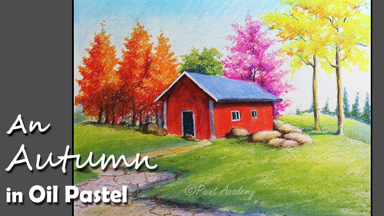 Painting An Autumn Landscape with Oil Pastel