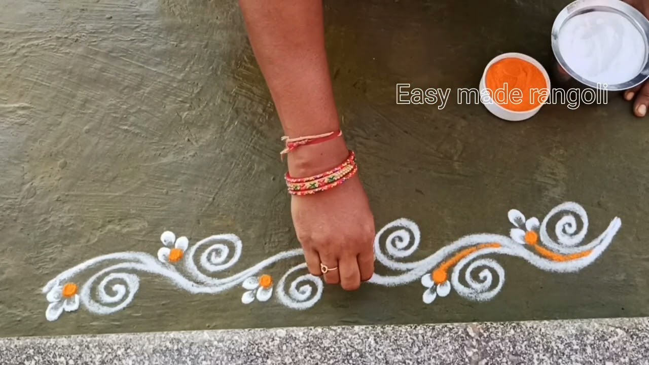 5 Simple Border rangoli designs#rangoli #sideborders#easy#muggulu#trending @easymaderangolicreations