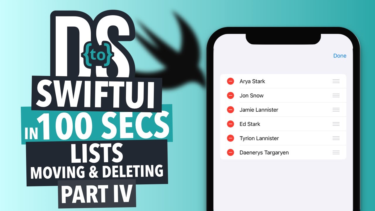 SwiftUI Basics: Edit List Moving and Deleting Items with Edit Button in 100 Seconds Part IV