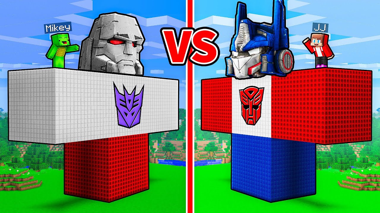 JJ and Mikey: TRANSFORMERS GOLEM BATTLE in Minecraft - Maizen