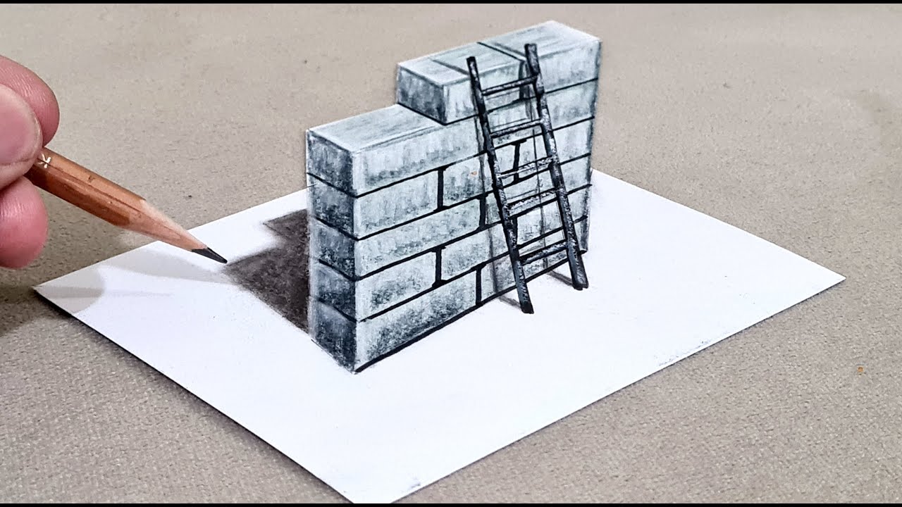 how to draw 3d wall on paper for beginners