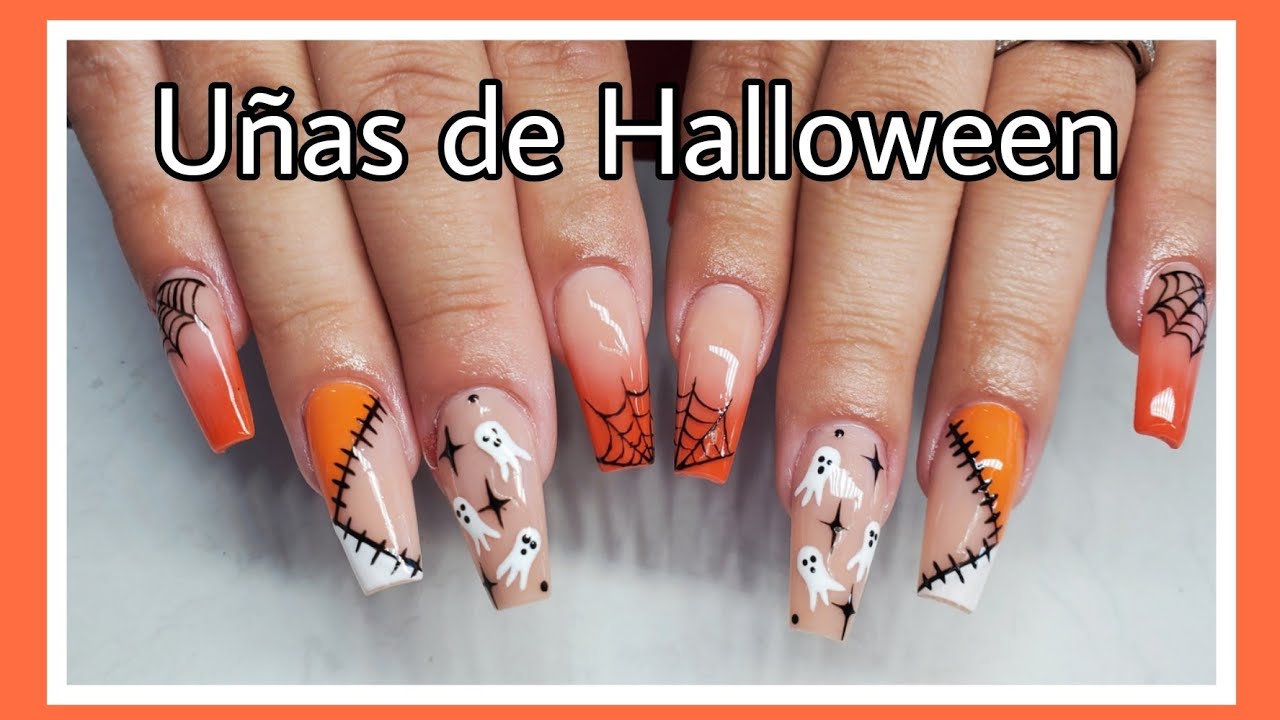 Uñas acrílicas Esculturales diseño de Halloween 🎃💅