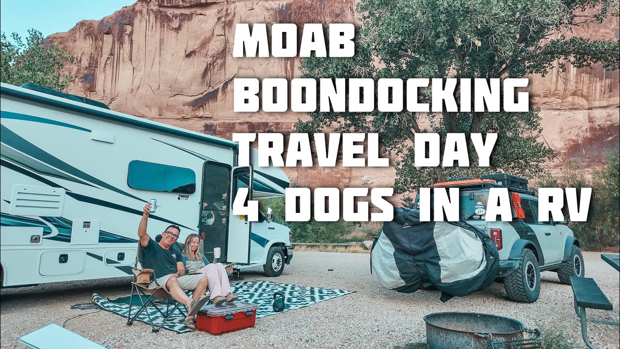 Moab Boondocking Travel day 4 dogs in an class C RV