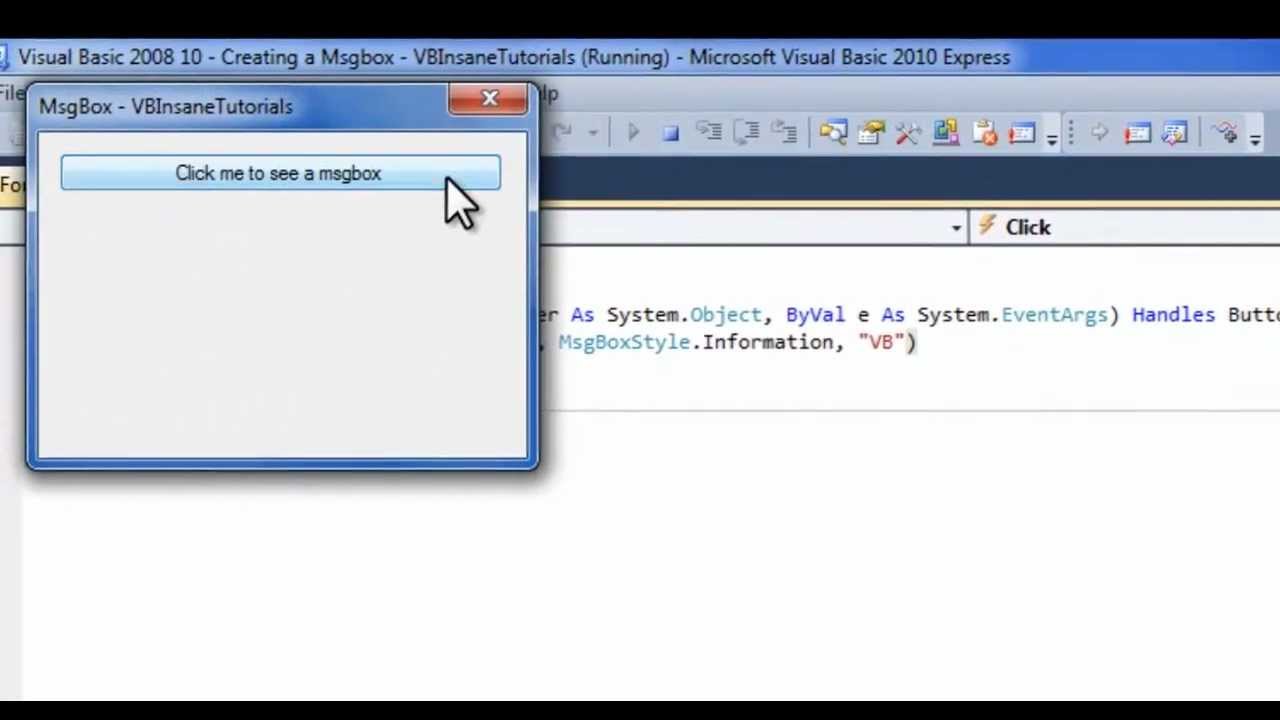 Getting Started - Creating MsgBox in VB.NET 2008 10 - VBInsaneTutorials