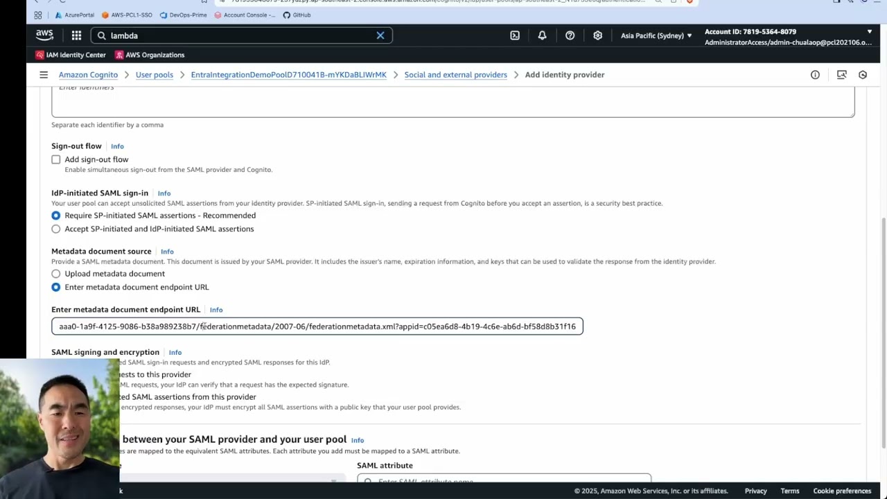 AWS Cognito + Microsoft Entra ID SAML SSO