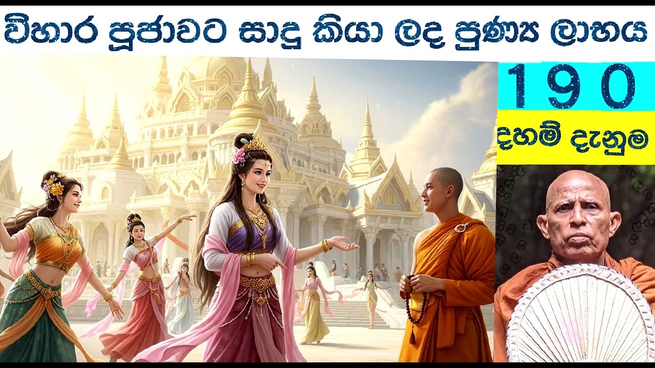 190    දහම් දැනුම   විශාඛාවගේ විහාර පූජාවට සතුටු වී සාදුකියා ලද පිනෙන් දෙව්ලොව  දිව්‍ය විමාන ලැබීම