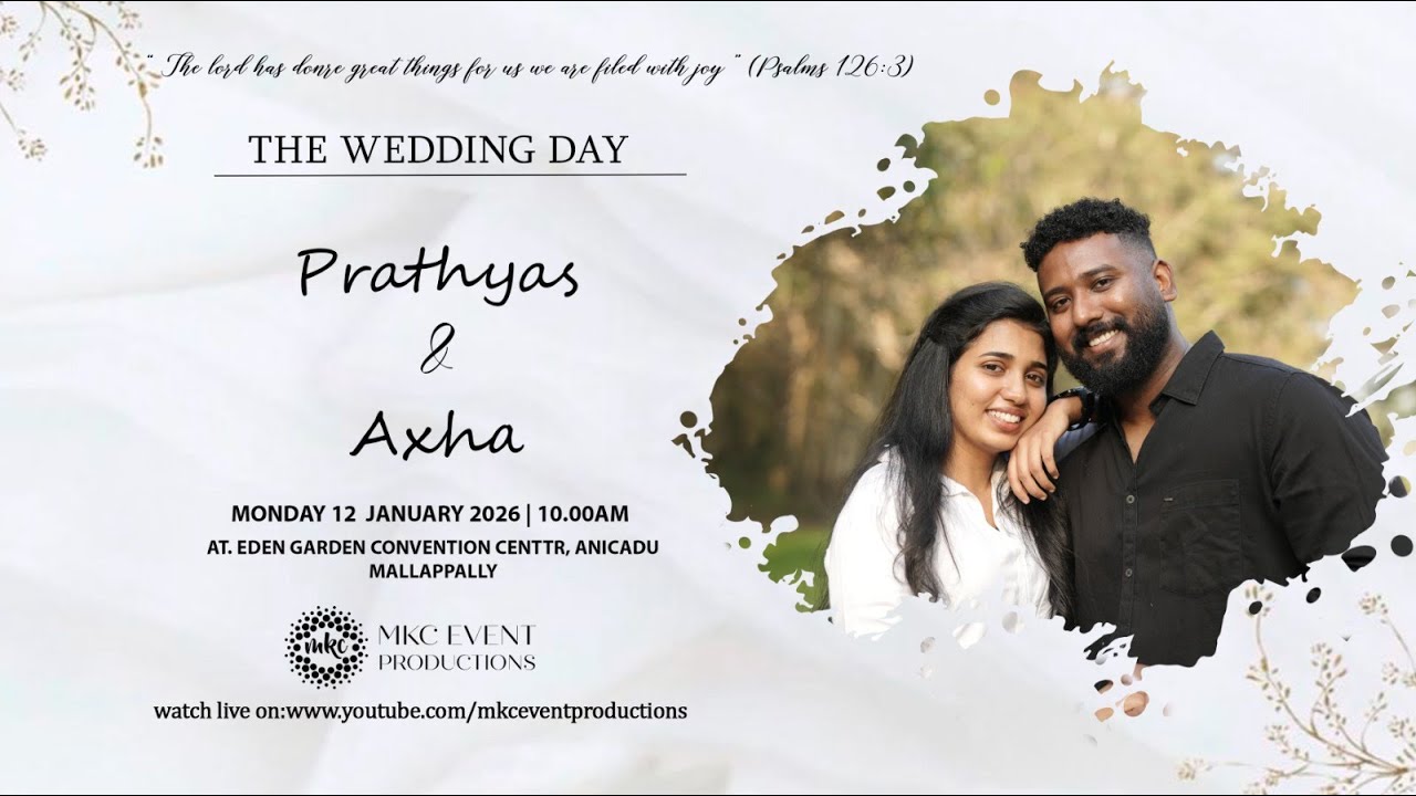 PRATHYAS & AXHA | WEDDING LIVE WEBCAST | 12-01-2026 | IST 10.00 AM | MKC EVENT PRODUCTIONS