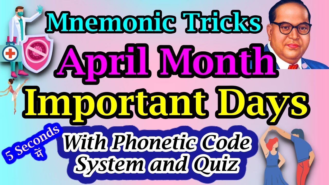 April Month Important days Tricks by phonetic code system | important days in april | exam gk tricks