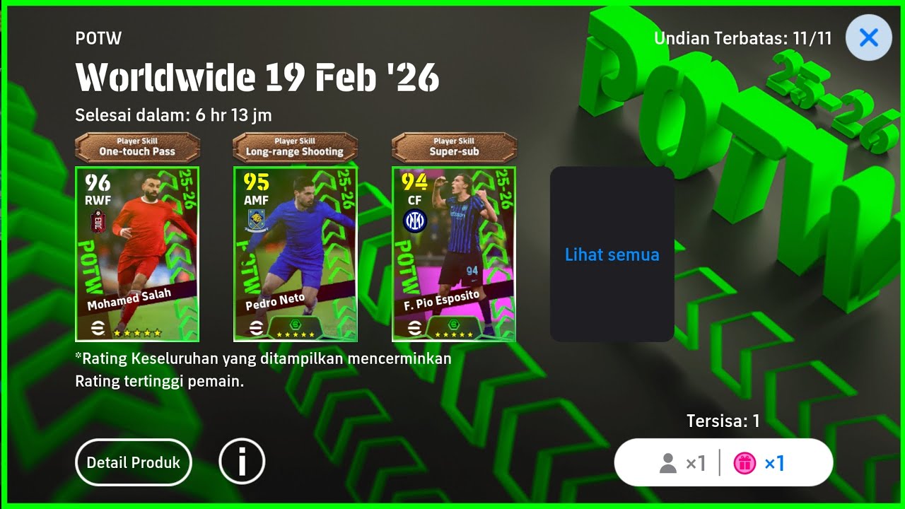 GACHA POTW WORLDWIDE EFOOTBALL 2026 MOBILE