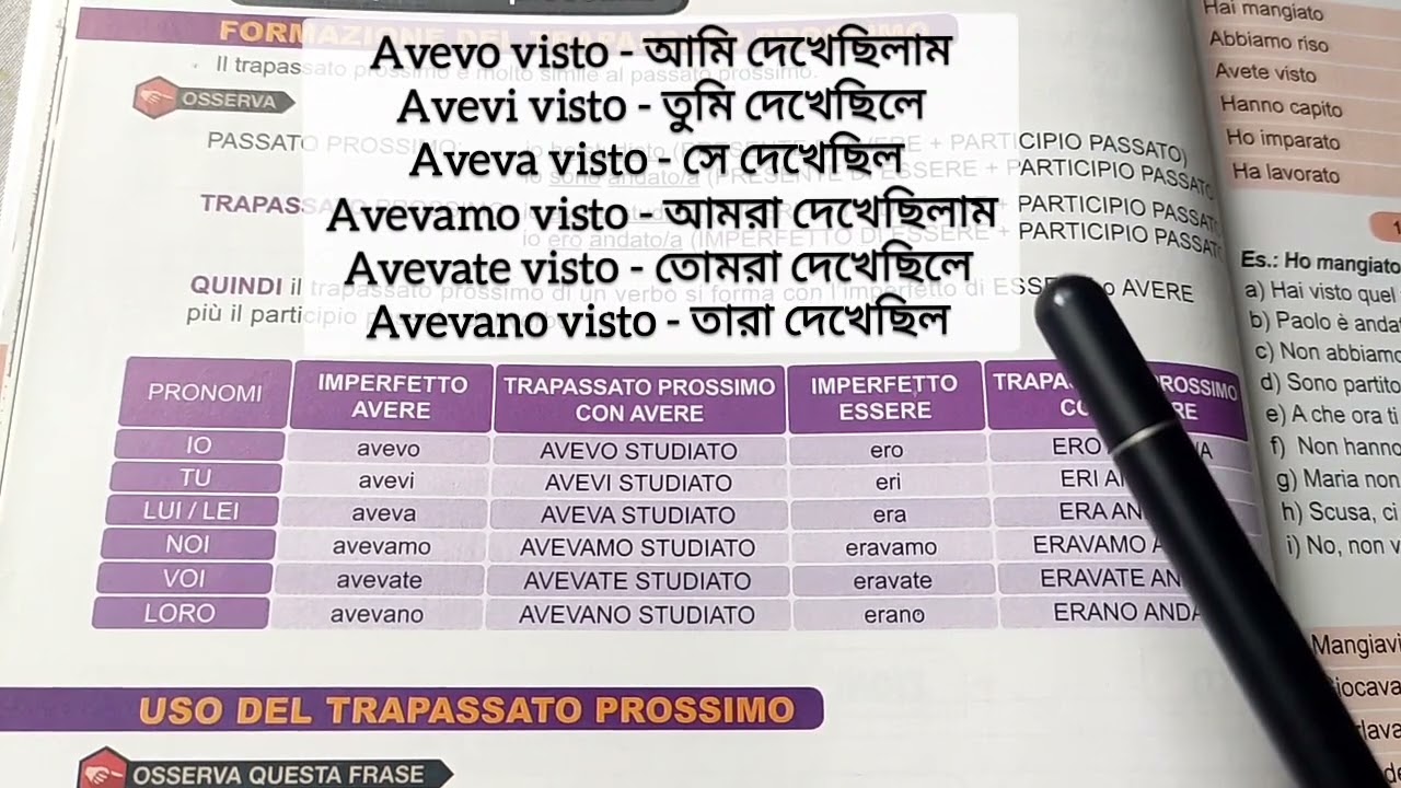 il trapassato prossimo (ঘটমান অতীত কাল) B1 livello..
