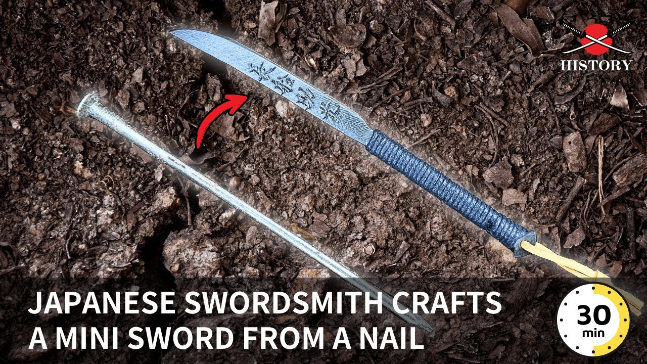 A Japanese swordsmith crafts a mini sword from a nail in just 30 minutes