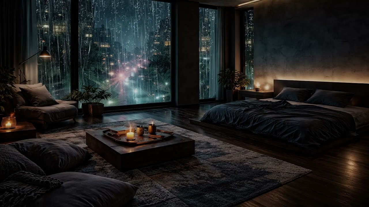 Midnight Rain in the Deep Woods 🌙 (No Ads) | Dark Room Ambience for Relaxing Sleep