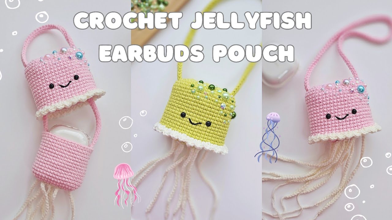 How to crochet Jellyfish earbuds pouch 🪼✨️