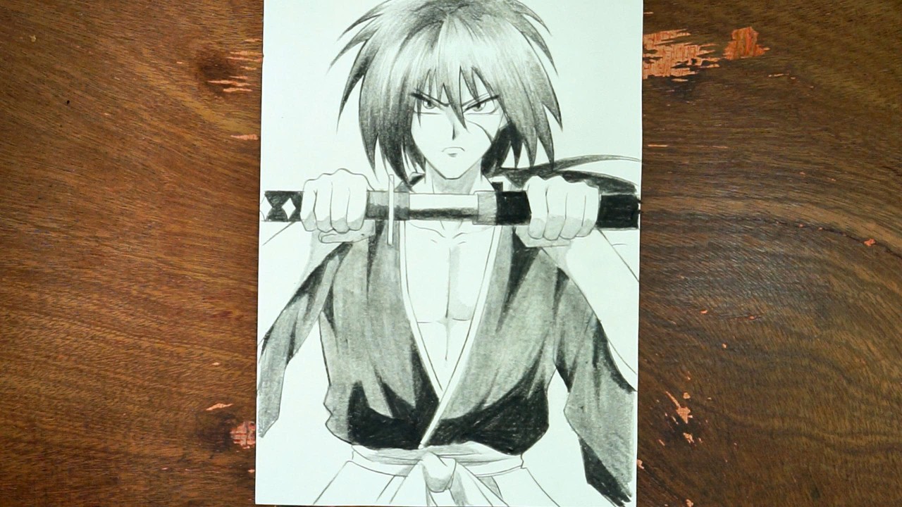 Drawing Himura Kenshin from Rurouni Kenshin | Realistic Anime Pencil Sketch