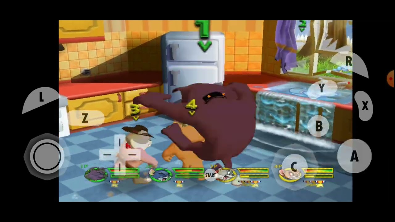 Tom and Jerry in War of the Whiskers Gamecube Version | Spike & Monster Jerry vs. Spike & Tom