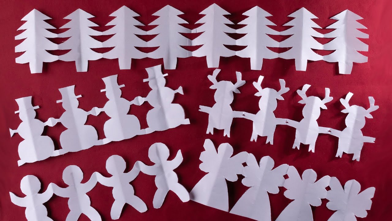 Easy decorative paper chain for Xmas [DIY Paper cutting Holiday design easy]