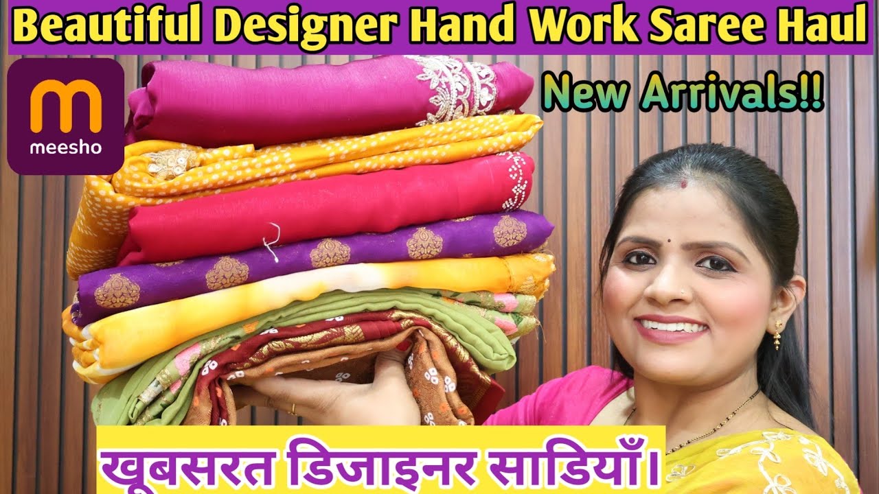 *Huge* Meesho Designer Saree Haul | Latest Arrival Handwork & Party Wear Sarees (Try-On)