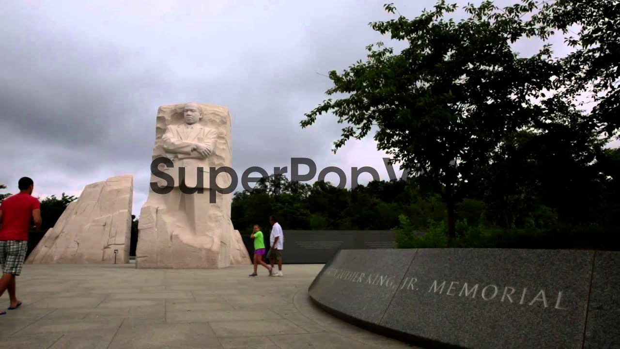 Long shot of visiting tourists at the Martin Luther King ...