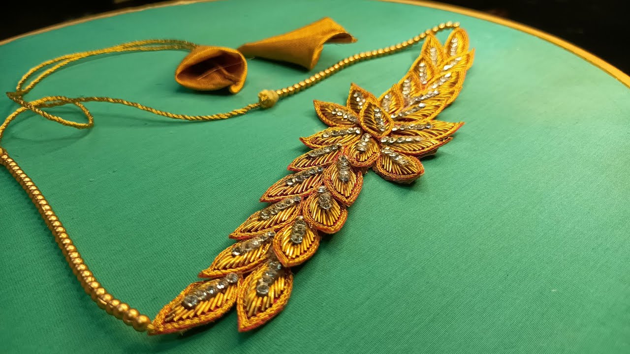 3D aari embroidery belt design using zardozi | 3D patch work | Livi Fashion