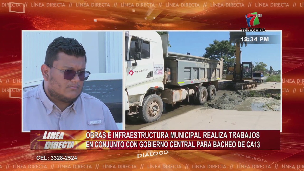 Ingeniería Municipal La Ceiba realiza trabajos en conjunto con el Gobierno en bacheo de la CA-13