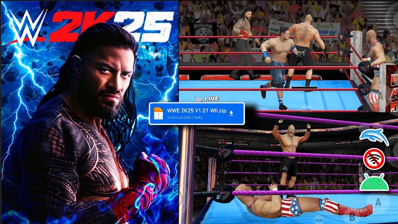 Лучший мод WWE 2k25 для Wii [эмулятор Dolphin] для Android | Официальный геймплей с ценой, Броком...