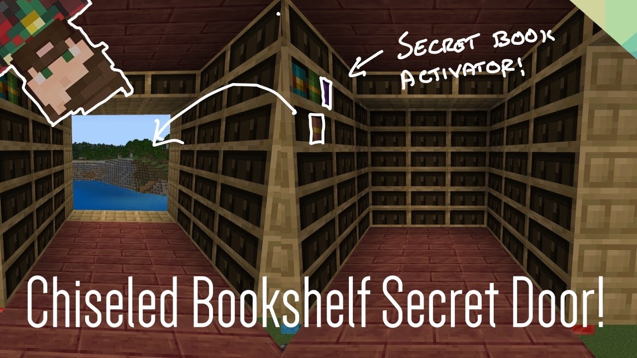 Minecraft Bedrock: Chiseled Bookshelf Hidden Doorway with Secret Book Activator!  (1.20)