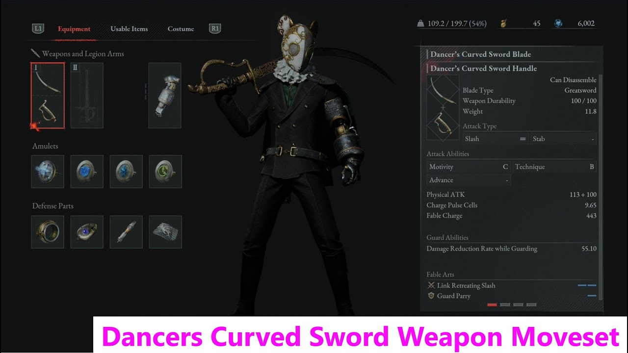 Lies of P: Dancers Curved Sword Weapon Moveset. Built in Dodging!