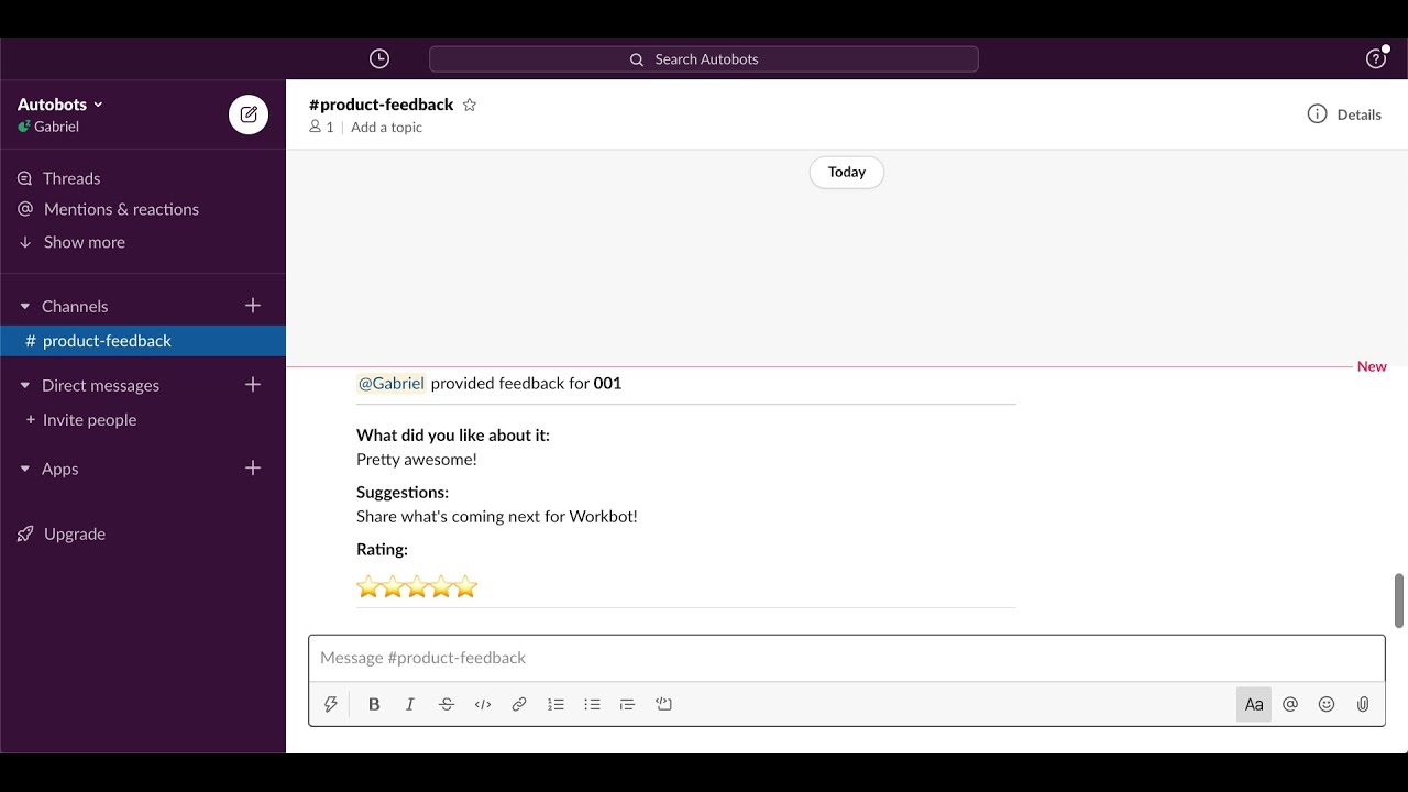 Workbot for Slack - Build a Feedback Bot