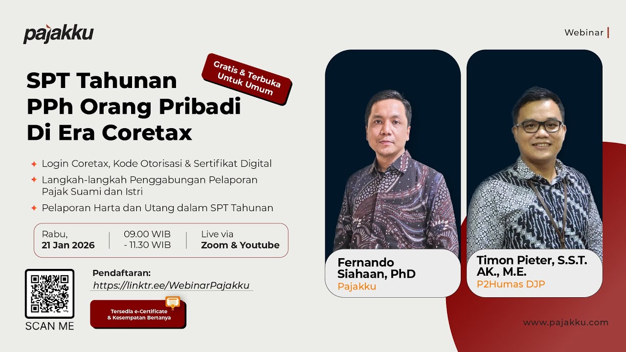 WEBINAR PAJAKKU:  SPT TAHUNAN PPH ORANG PRIBADI DI ERA CORETAX JANUARI 2026