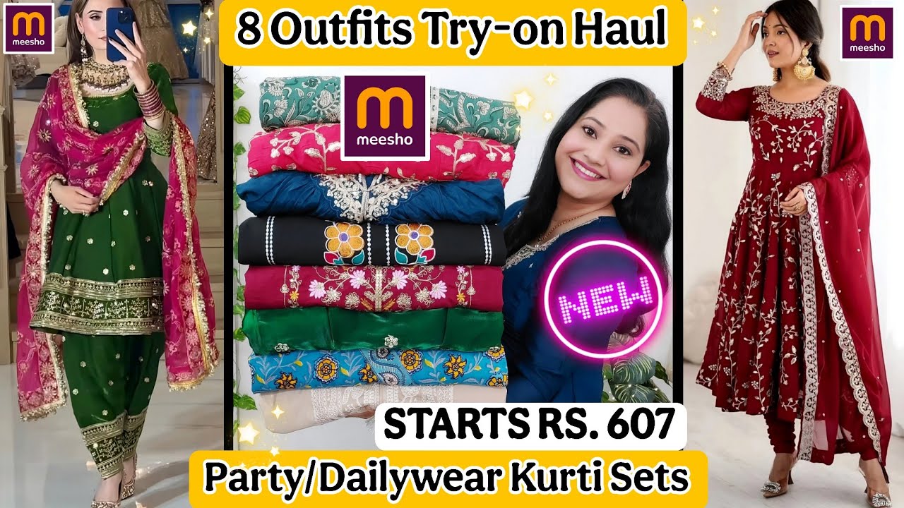 Meesho Party Wear kurta Sets Haul✨️STARTS Rs.607 Only✨️Meesho Shopping Haul✨️Meesho #ad