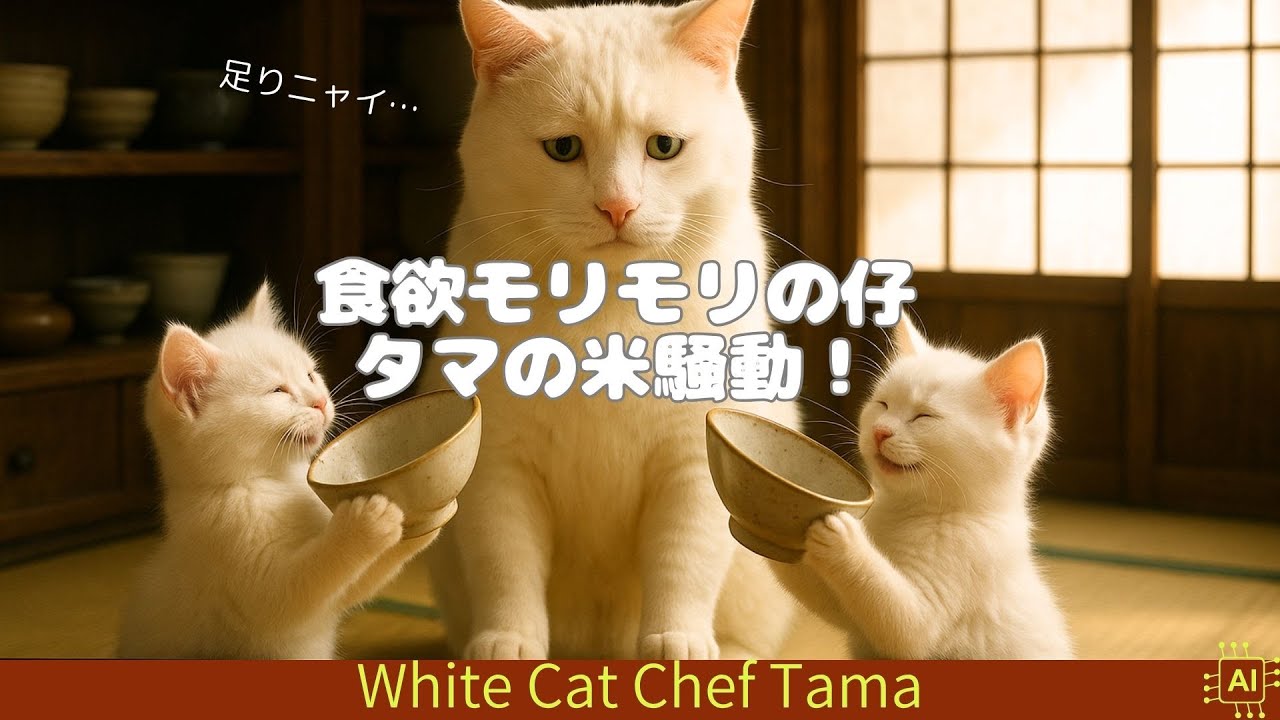 【ai猫 料理】食欲モリモリの仔！タマの米騒動…
