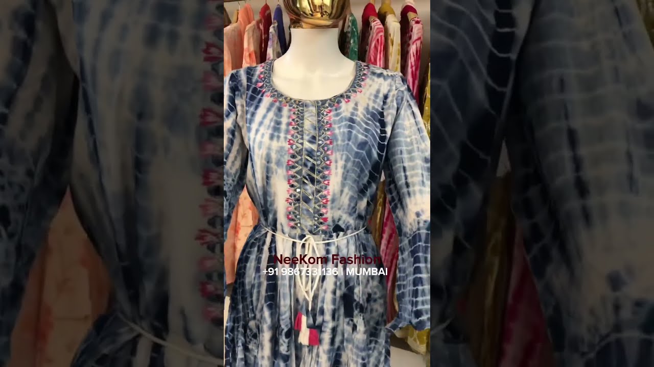 Shibori Print Muslin Gown#ytshorts #youtubeshorts #gown #indowestern #gowndesigns  #neekomfashion