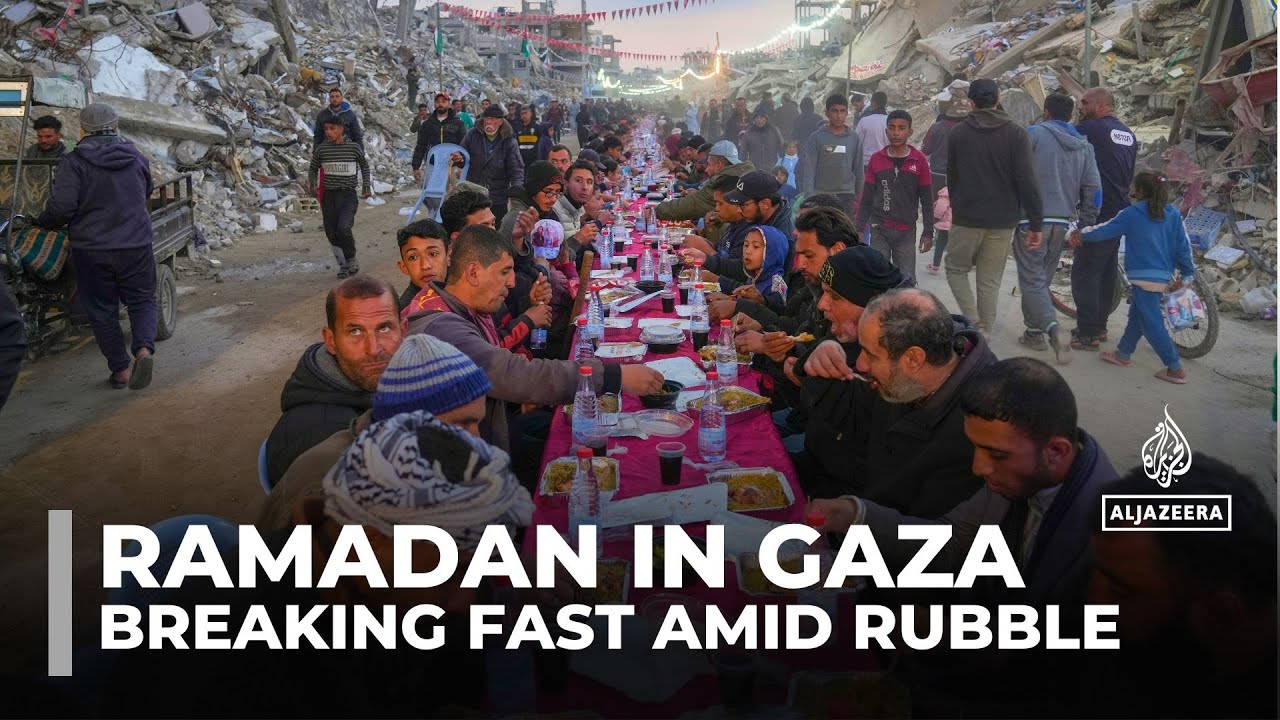 Palestinians in Gaza break first Ramadan fast amid rubble and destruction
