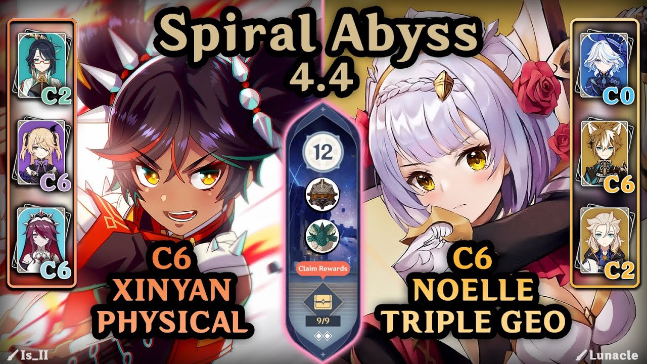 Xinyan Plunge & Noelle Triple Geo Teams!!! | Spiral Abyss 4.4 (F12 - 9*) | Genshin Impact