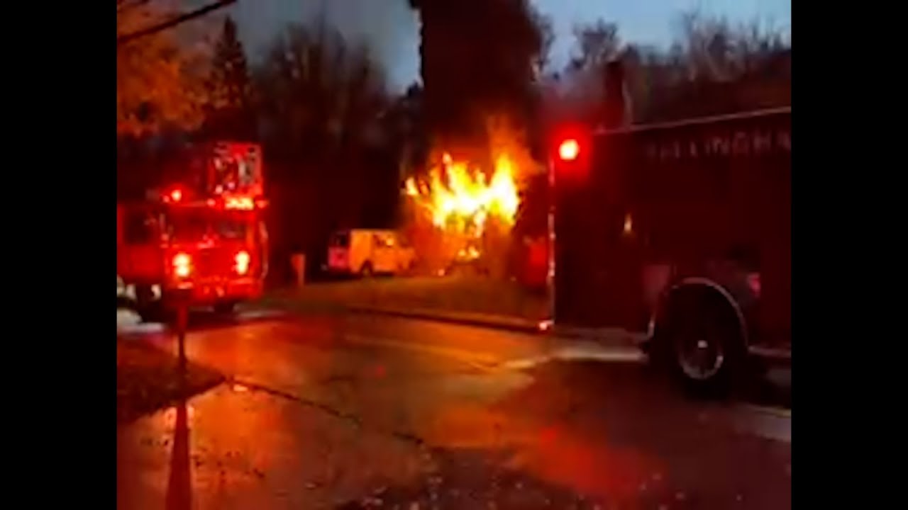 Fully involved house in Bellingham, Ma