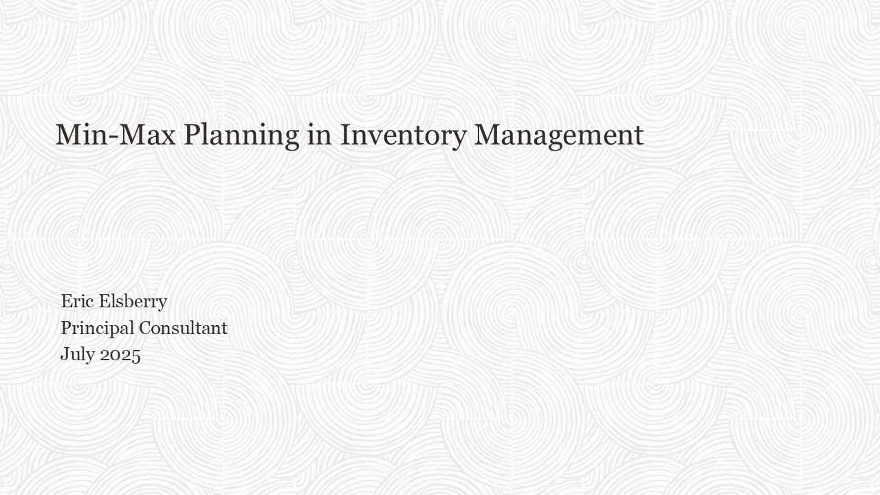 Inventory Min Max Planning for Purchase Orders