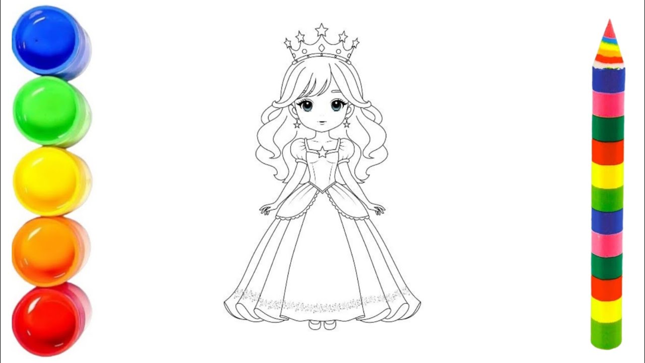 Cute Barbie Doll Drawing for kids, Painting & Coloring for kids, Toddlers_ Child Art